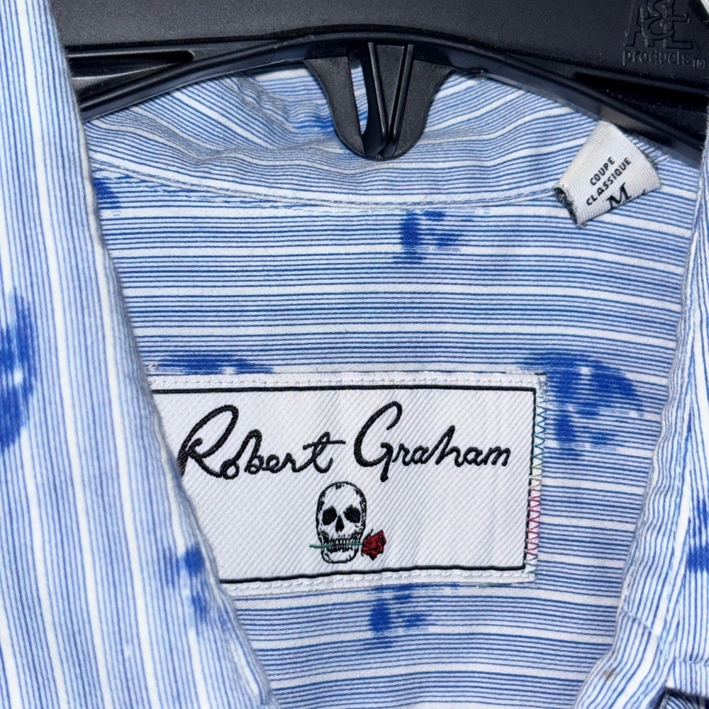 Robert Graham Hockney Cotton Stretch Skull Pinstripe Classic Fit Button Down SZM - Picture 3 of 13